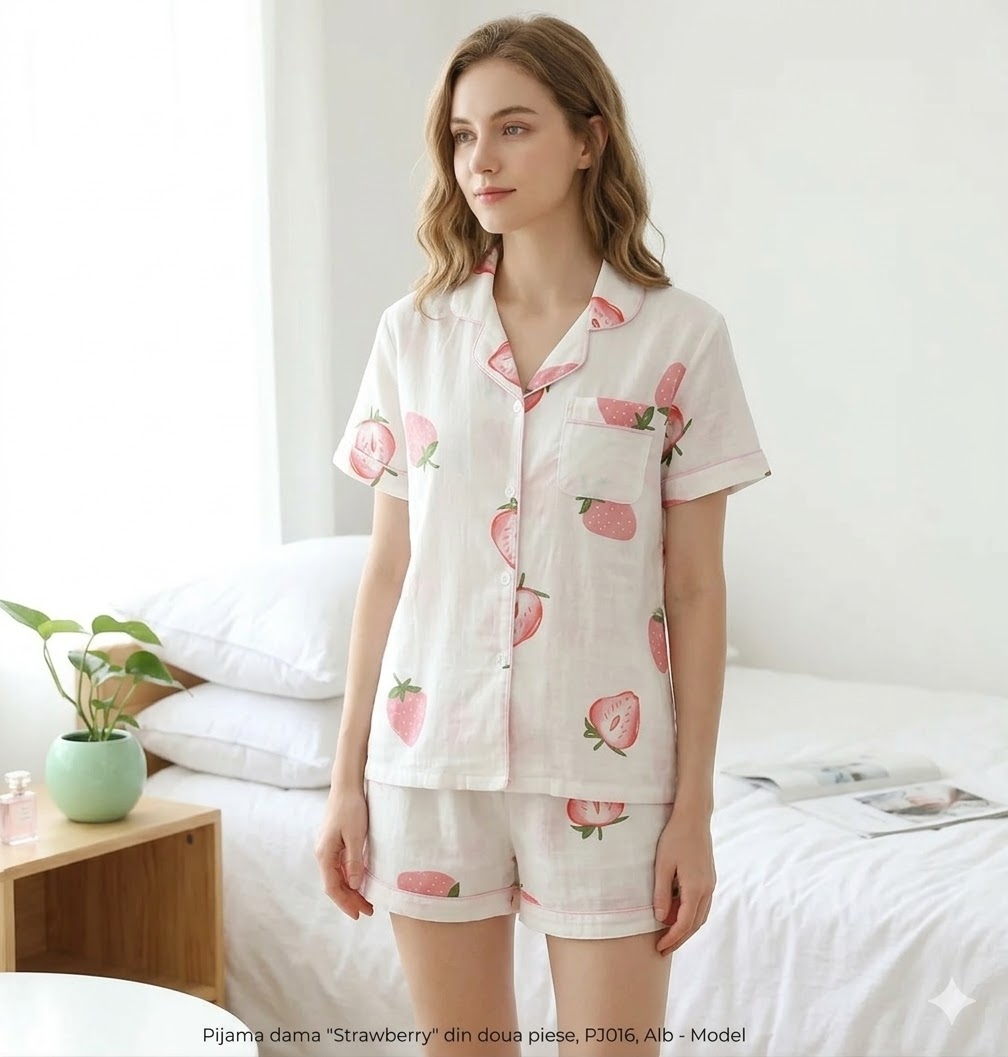 Pijama Dama 'Strawberry' 2 piese, Delis, Bumbac 100%