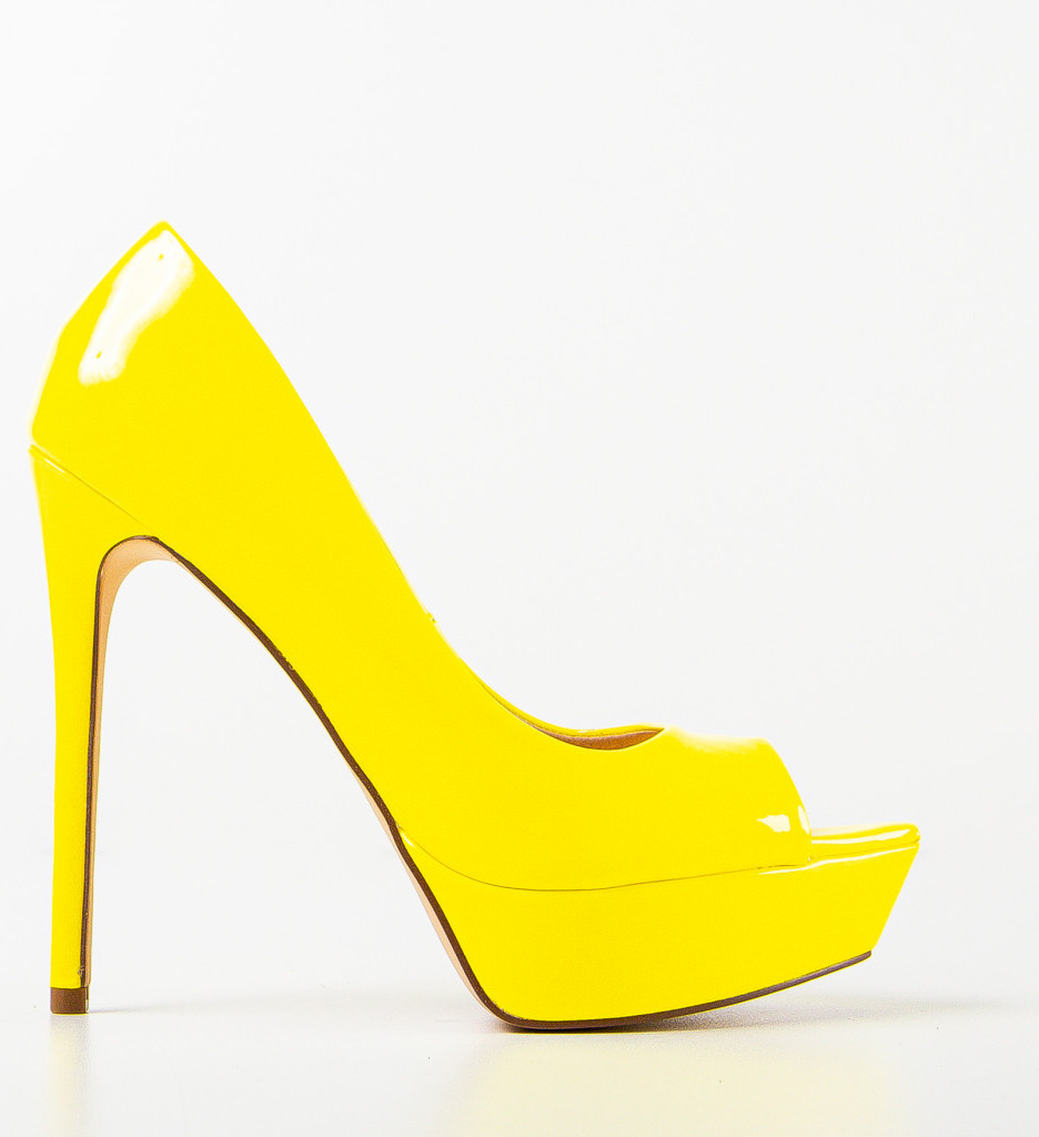Pantofi Ferguson Galbeni cu Toc Eleganți - imagine 5
