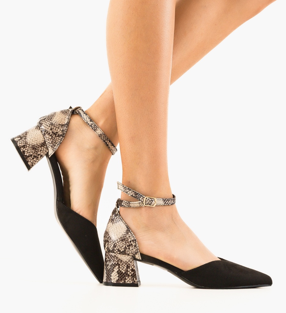 Pantofi Neyny Negri Eleganți cu Toc - imagine 9