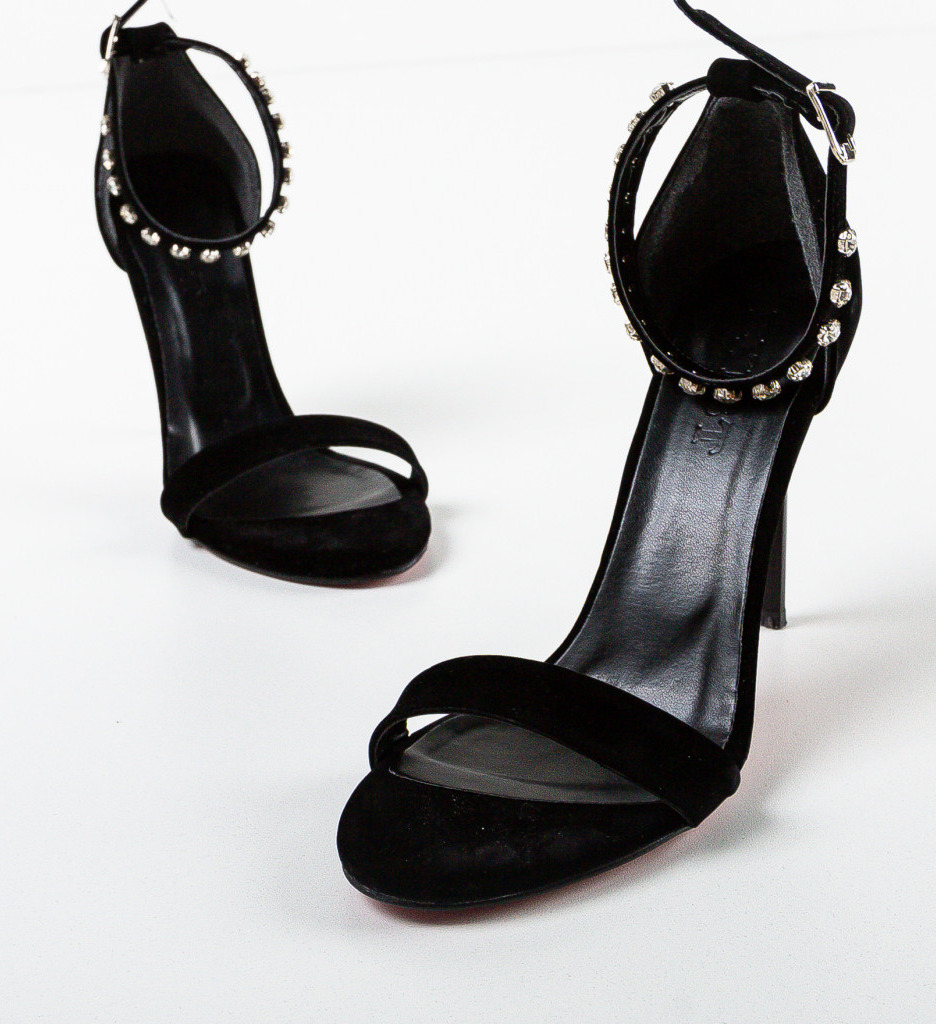 Sandale Reanta Negre cu Toc Elegante - imagine 5