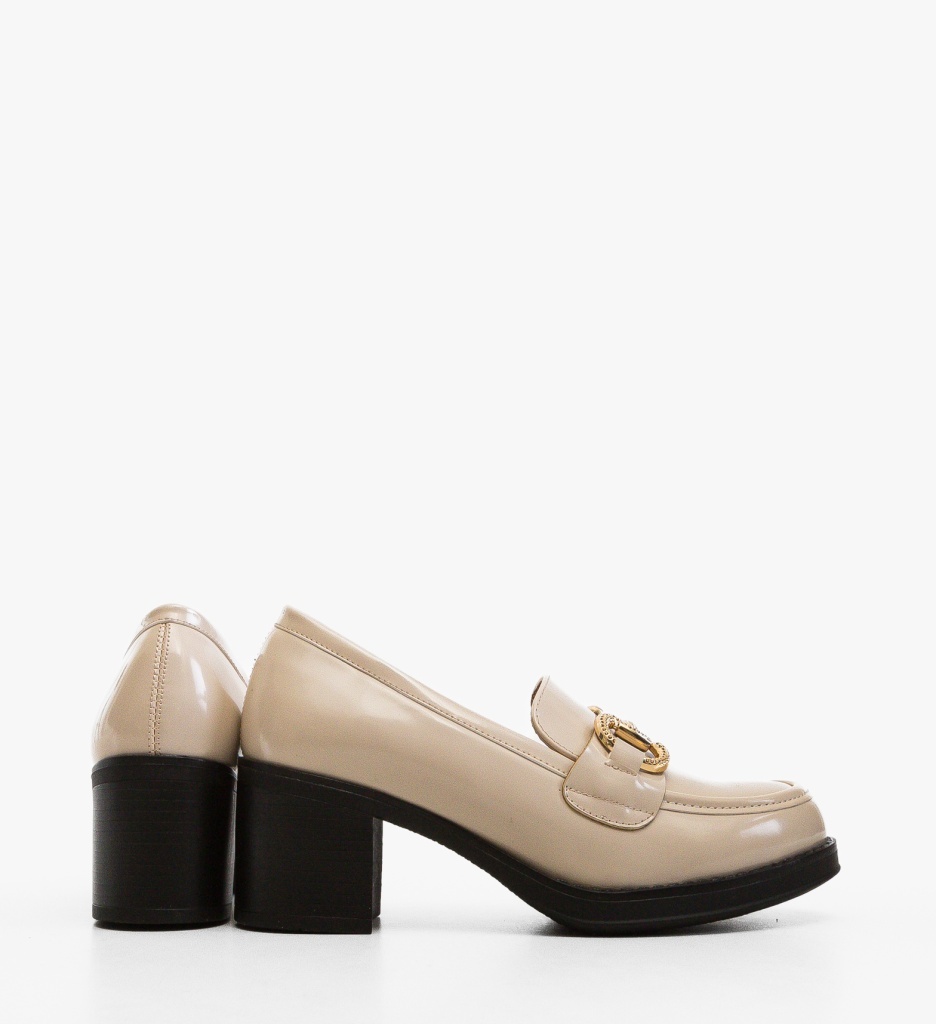 Pantofi dama Oander Bej eleganți cu toc - imagine 4