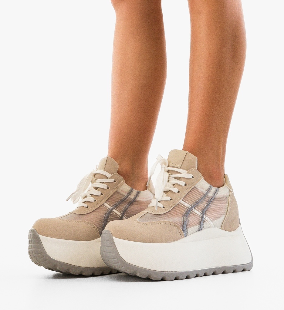 Sneakers Dama Torina Bej - Confort și Stil - imagine 3