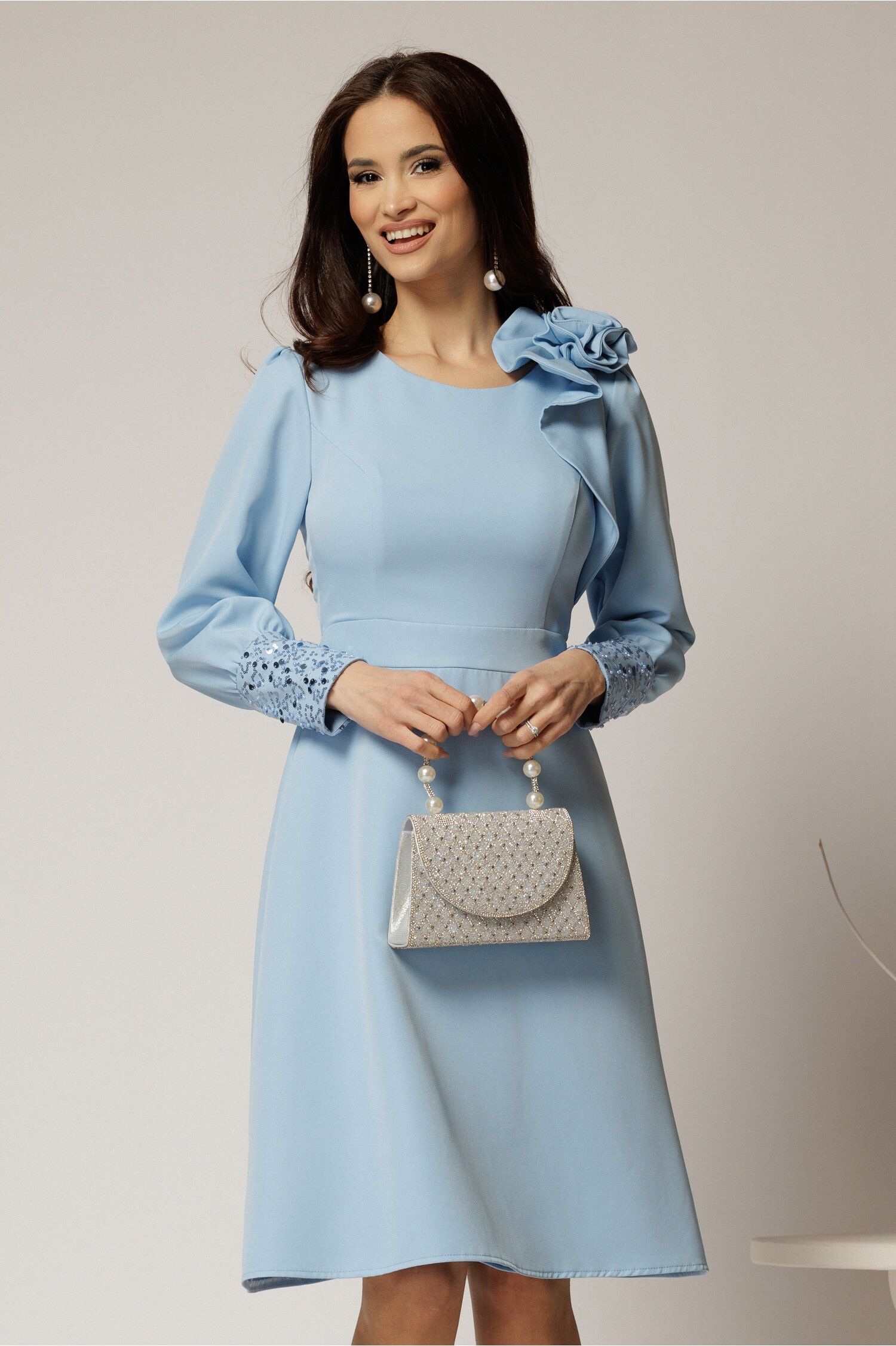 Rochie DY Fashion Bleu Eleganta cu Paiete