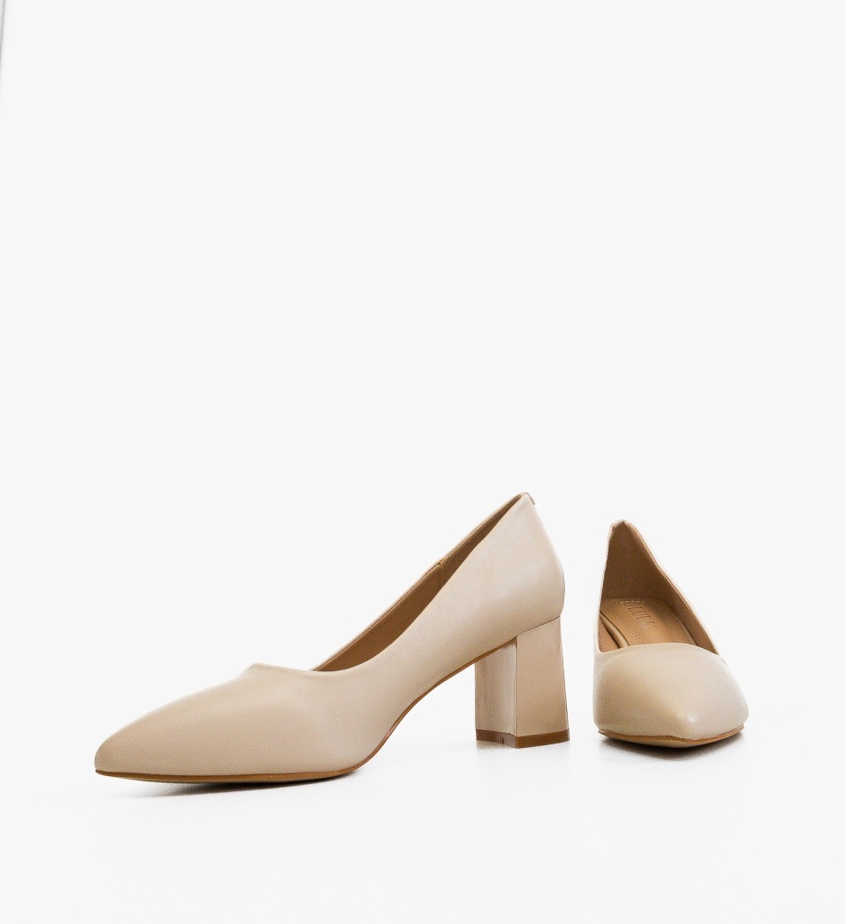 Pantofi Phili Bej Eleganți cu Toc - Confort și Stil - imagine 5