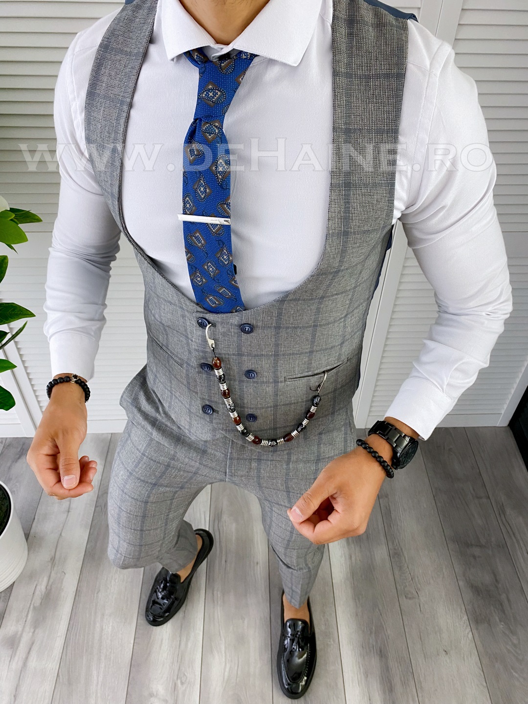Compleu Barbati Vesta + Pantaloni Slim Fit Elegant