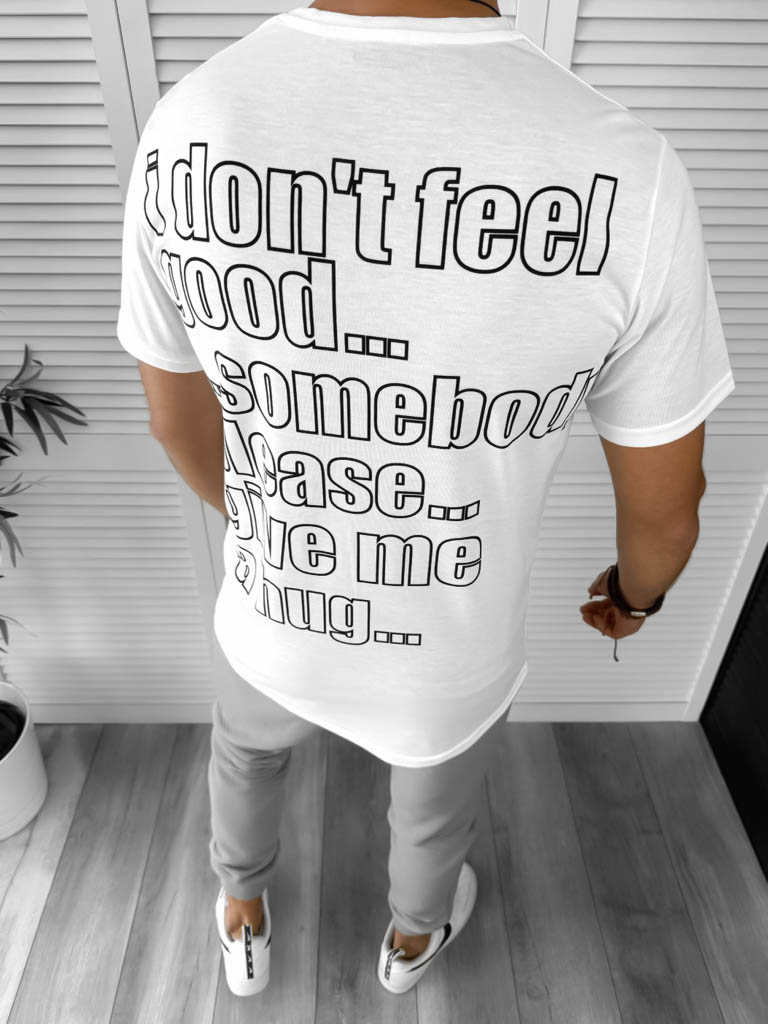 Tricou Barbati Alb Slim Fit cu Imprimeu