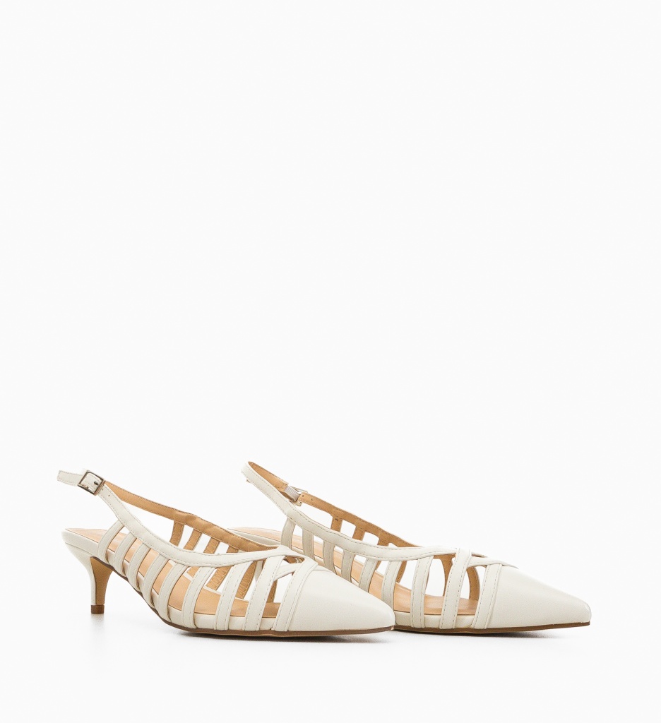 Pantofi Dama Glass Albi Eleganți - imagine 4
