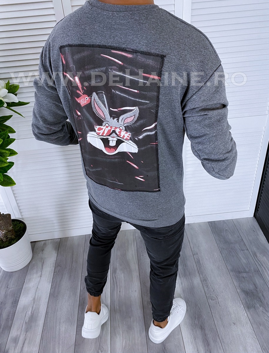 Hanorac Barbati Gri cu Imprimeu K379