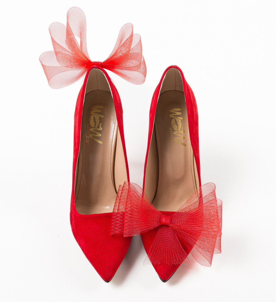 Pantofi Dama Monroe Rosii cu Toc Eleganti - imagine 6