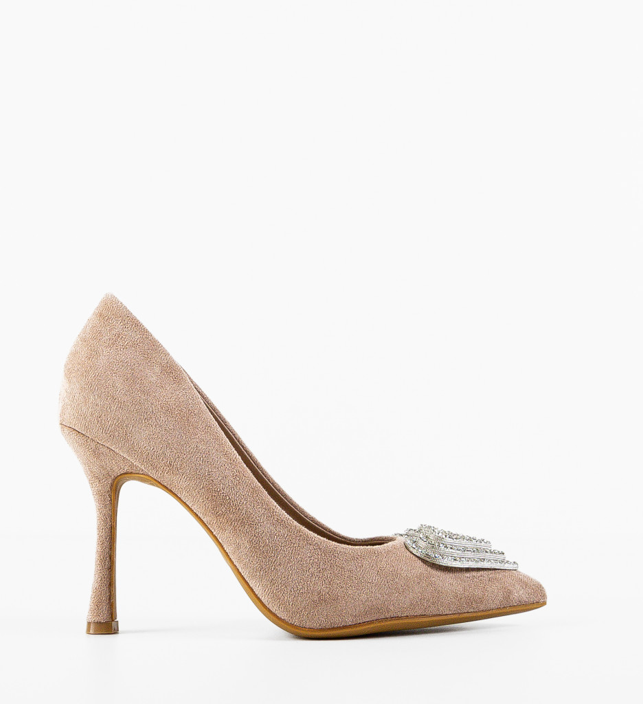 Pantofi Dama Oise Khaki cu Toc Eleganti - imagine 4