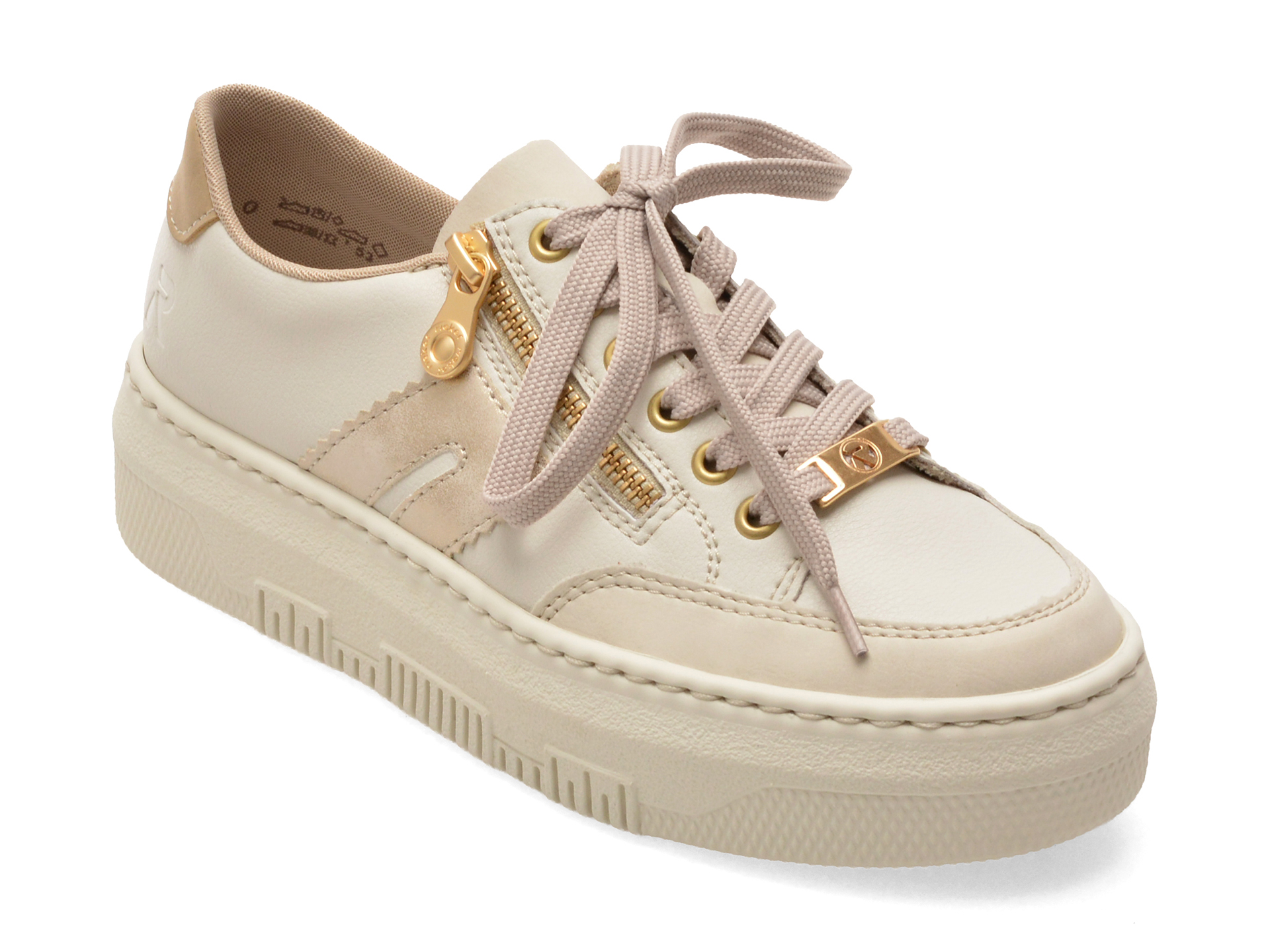 Pantofi sport Rieker gri, piele naturală confortabilă
