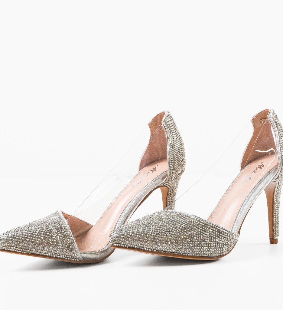 Pantofi dama Kara argintii eleganți - imagine 5