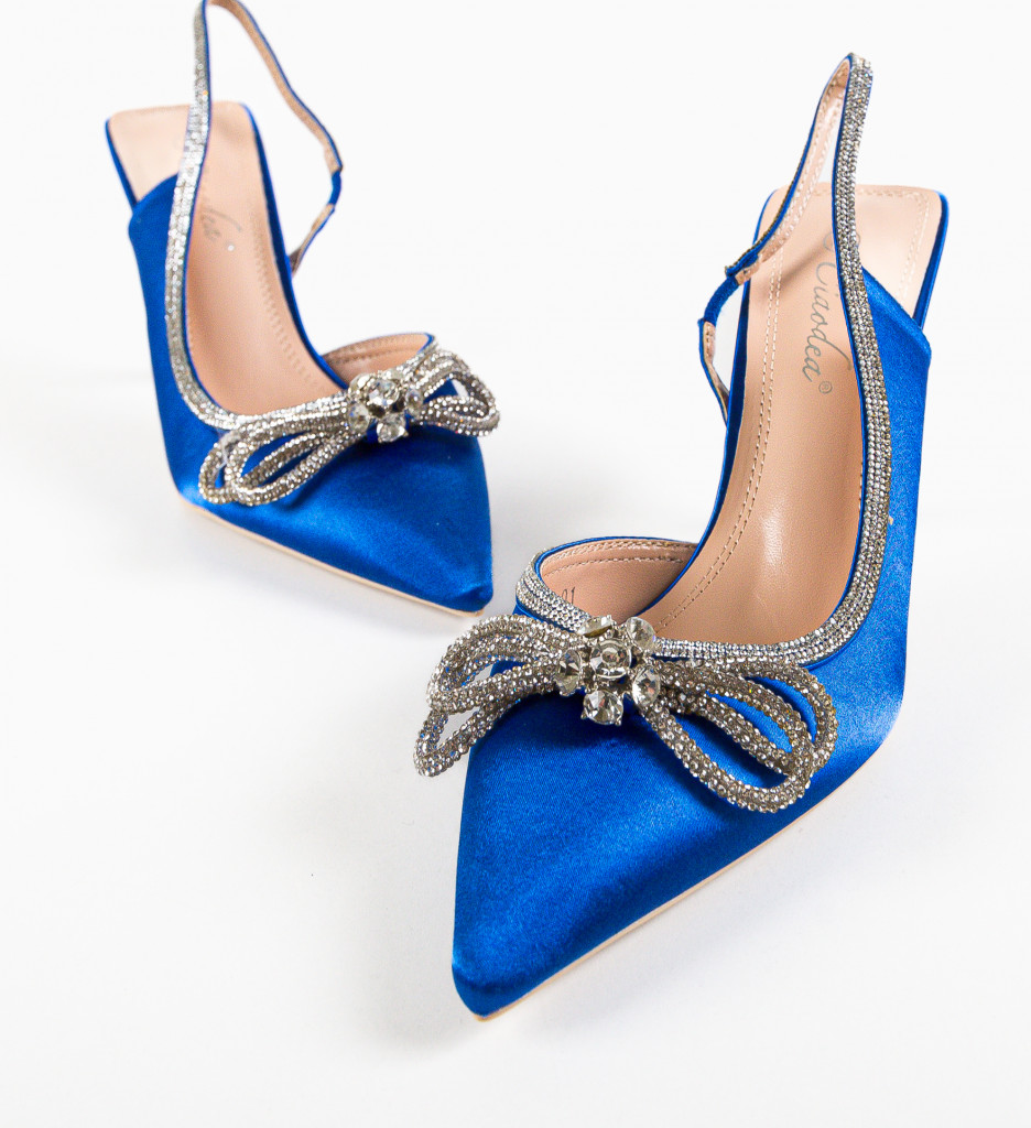 Pantofi Dama Maish Albastri cu Toc Elegant - imagine 8