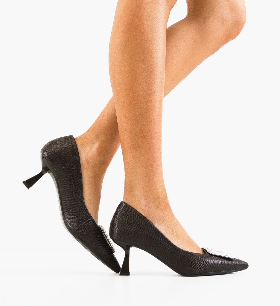 Pantofi Dama Negri cu Toc Elegent | Model Chipili
