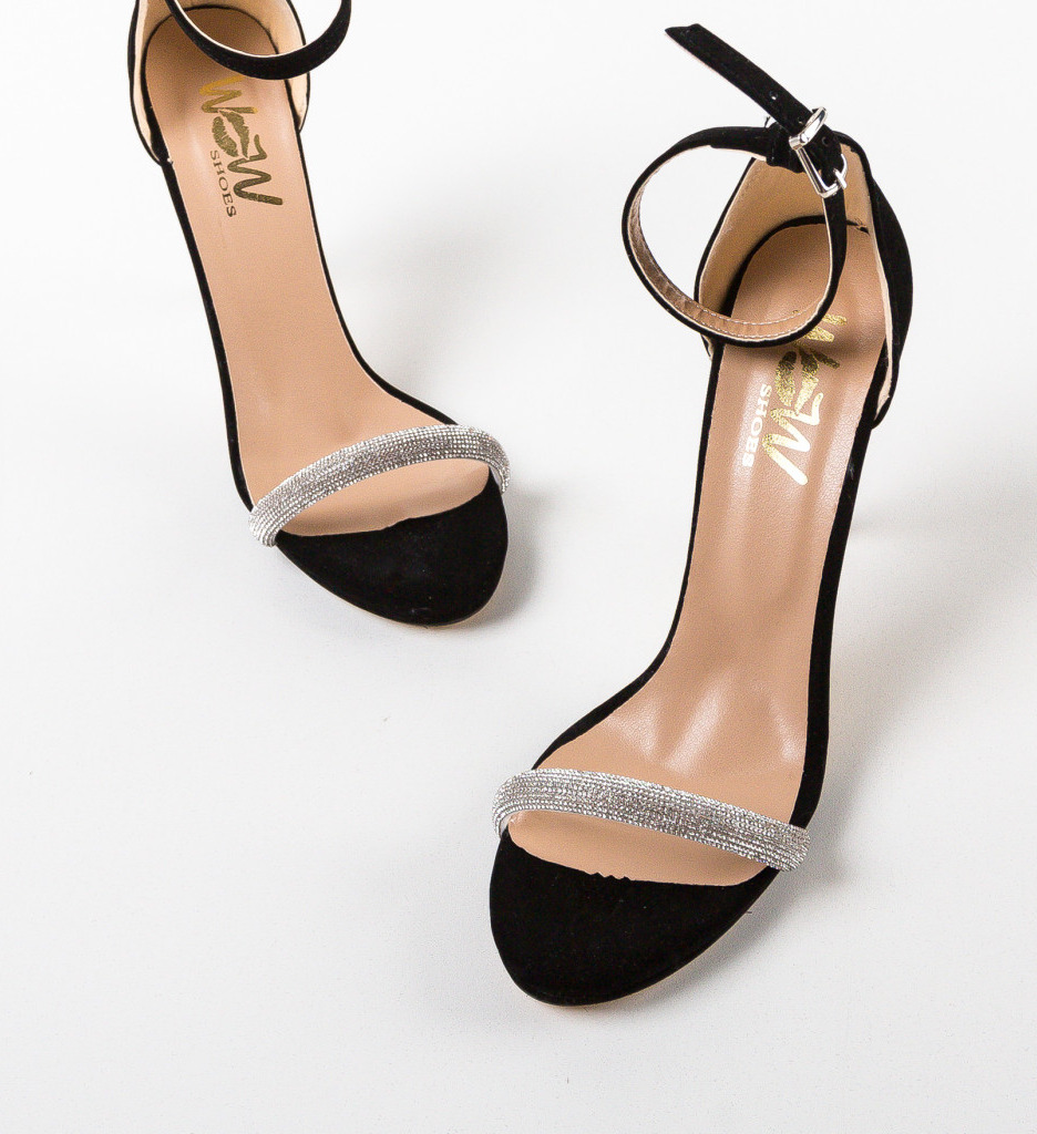 Sandale Tipsy Negre cu Toc Elegant - imagine 6