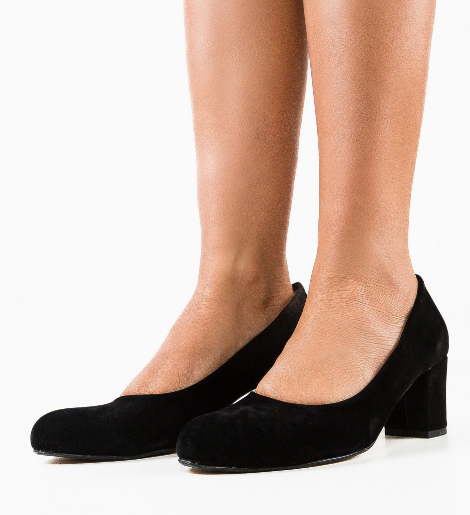 Pantofi Azura cu Toc Eleganți Negri - imagine 3
