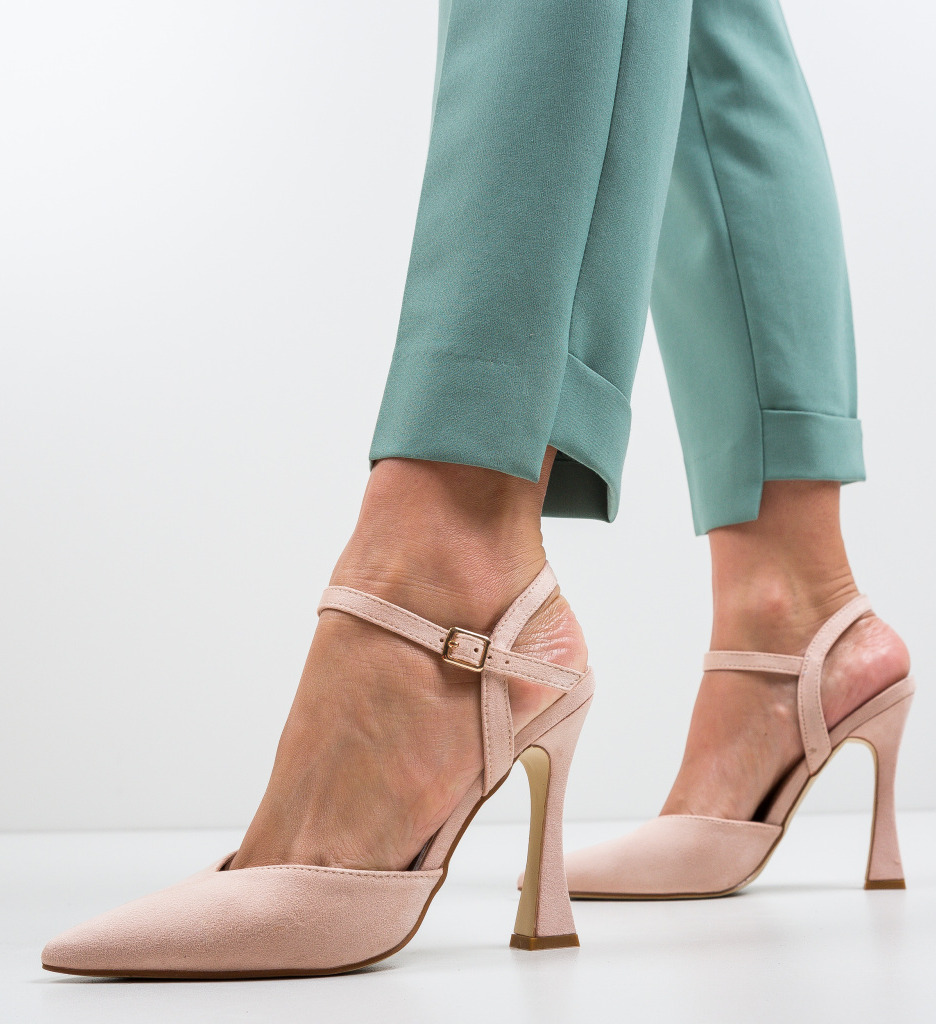 Pantofi Neroc Bej cu Toc Eleganți - imagine 2