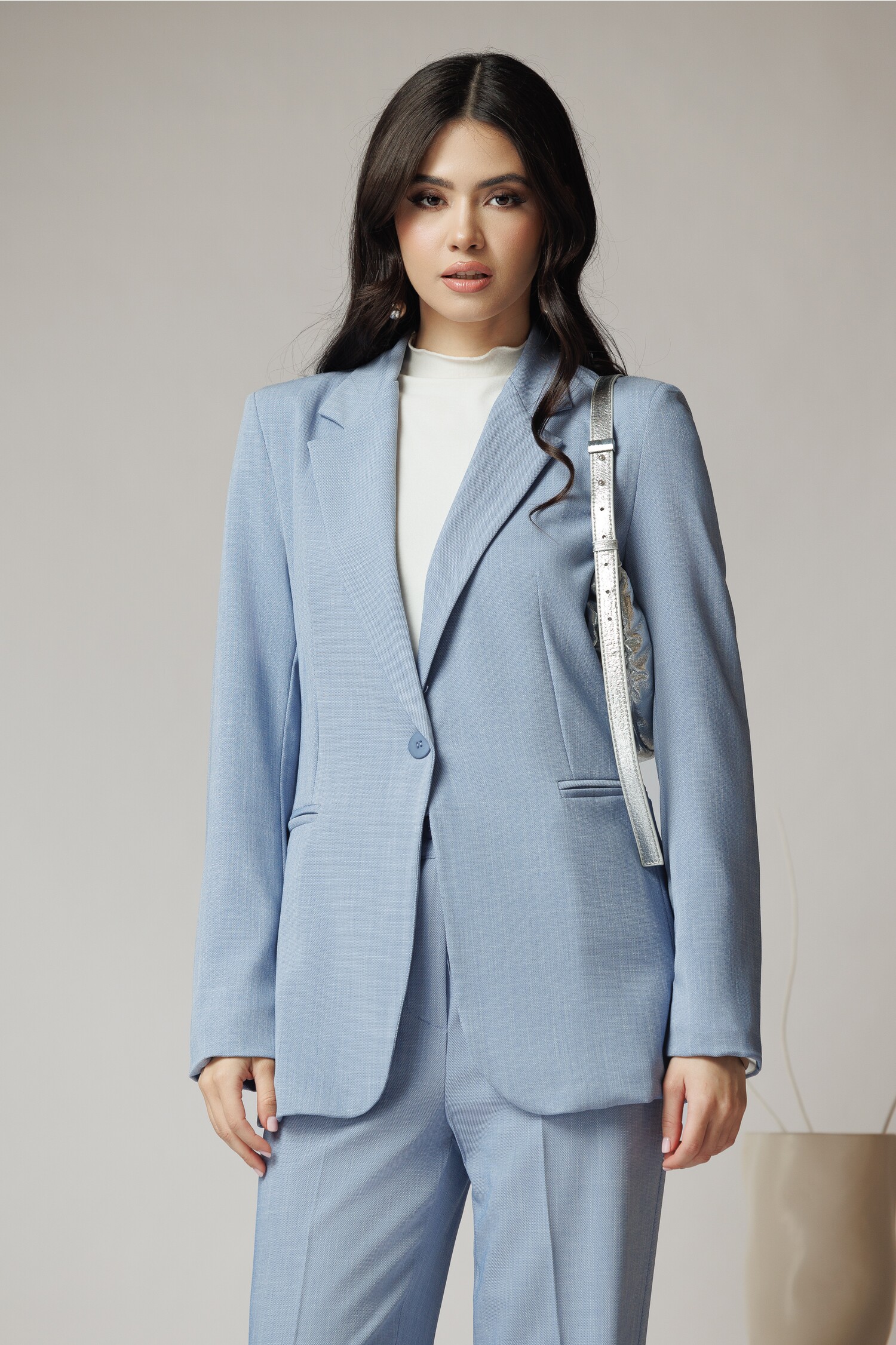 Sacou Office Viscosă Bleu | Eleganță Profesională