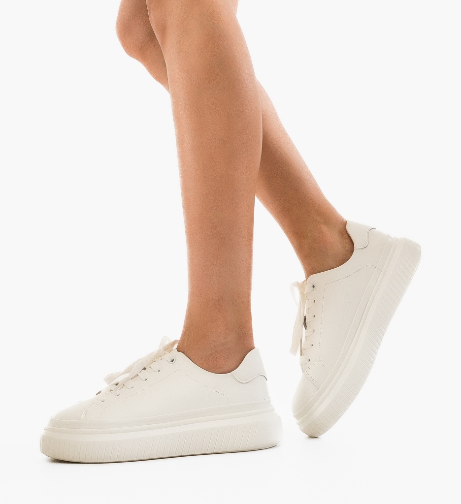 Sneakers Spoke Dama Albi - Confort și Stil