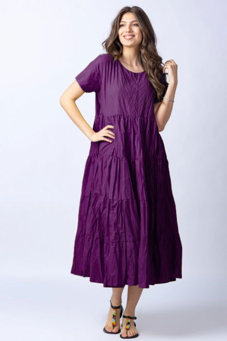 Rochie mov Shopika cu 4 volane - Eleganță universală