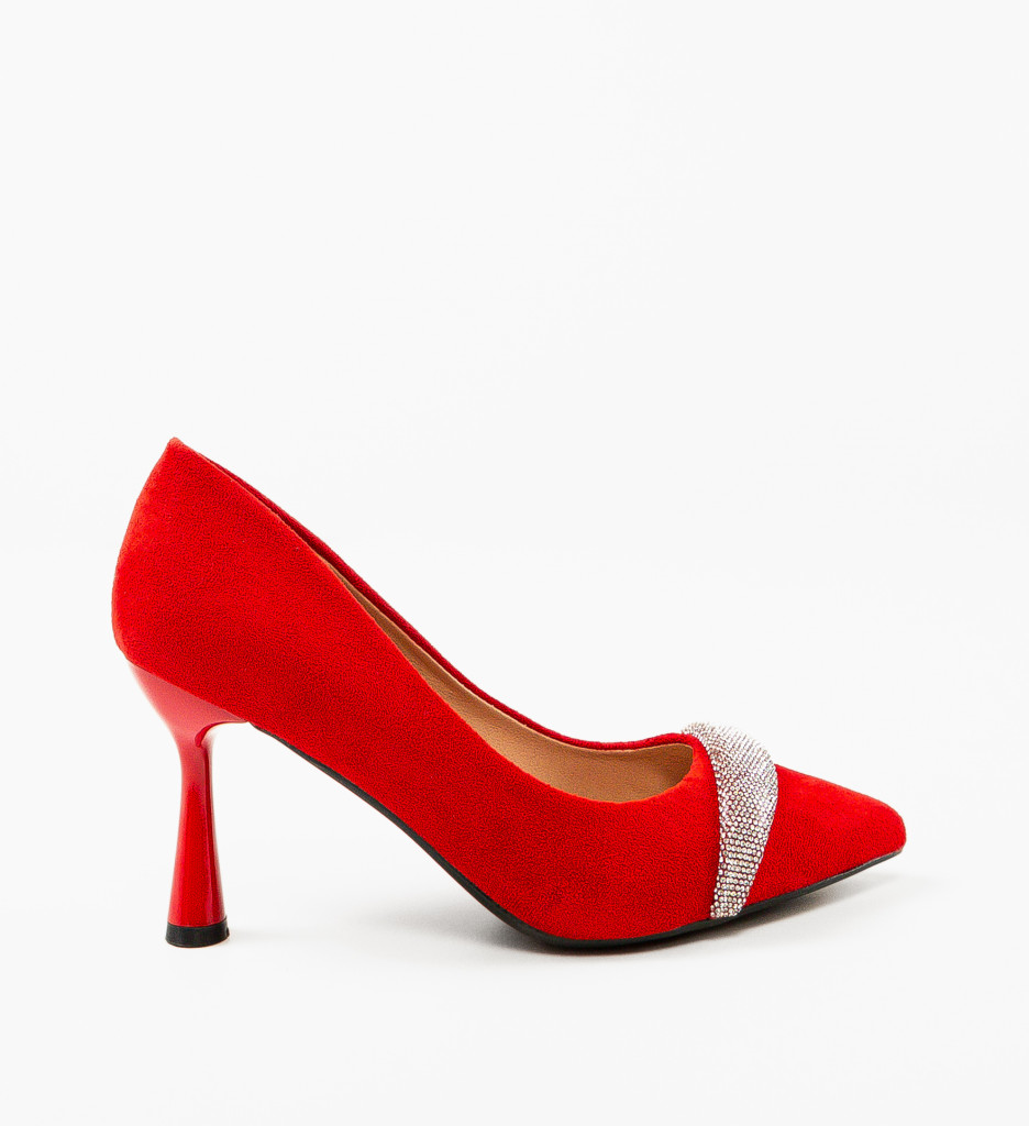 Pantofi Dama Kadar Rosii cu Toc Elegant - imagine 4