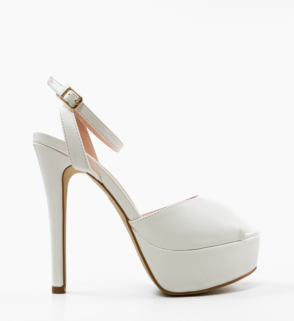 Sandale Toc Thyrza Albe Elegante - imagine 4