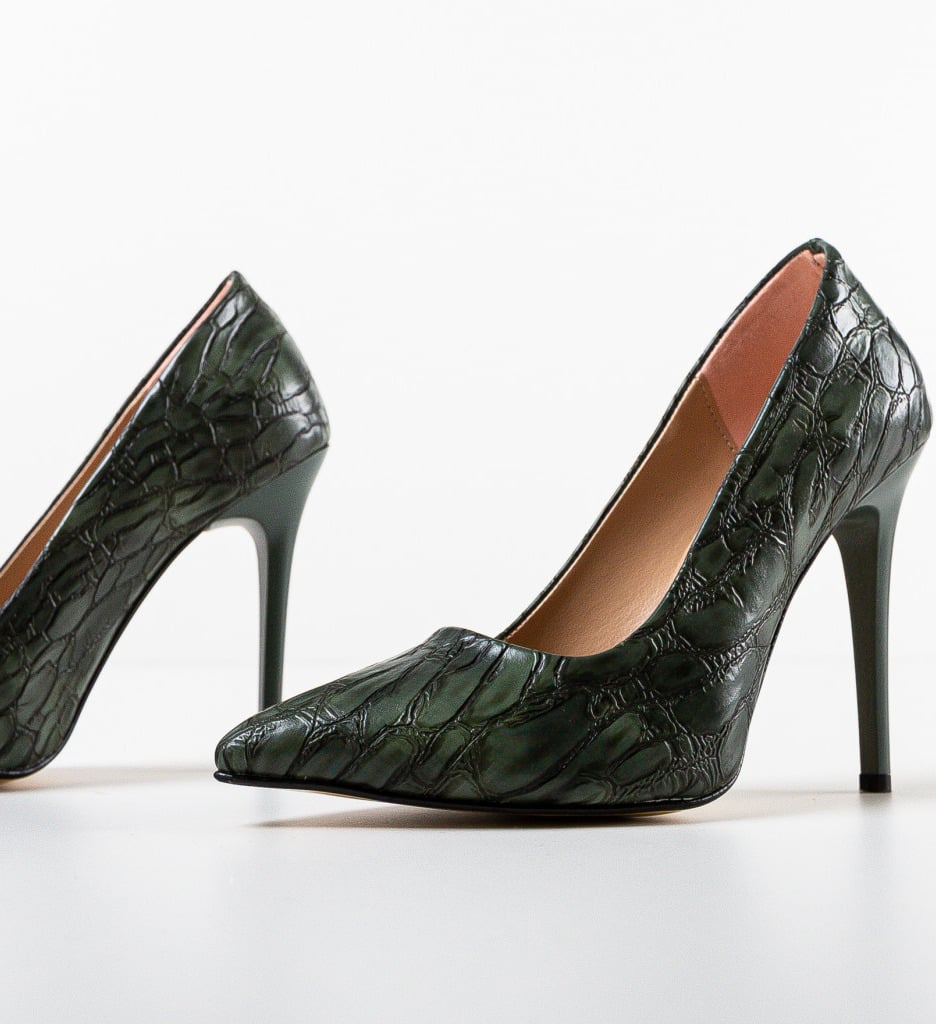 Pantofi Kring Verzi cu Toc Eleganți - imagine 6