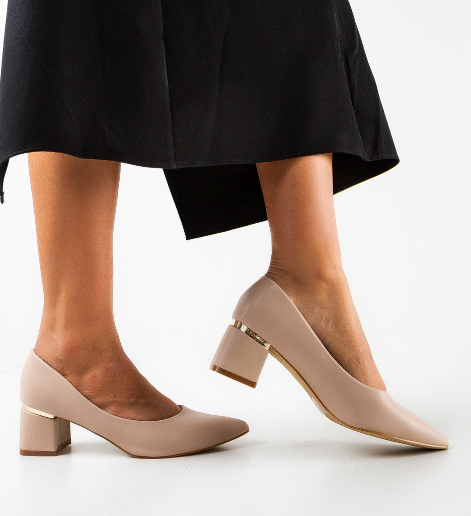 Pantofi Helen Bej cu Toc Eleganti