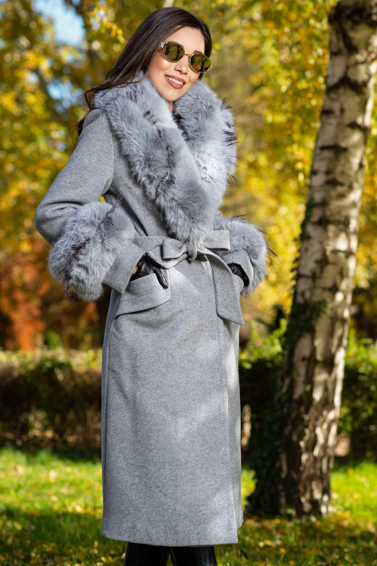 Palton Elegant Patricia cu Guler Detașabil