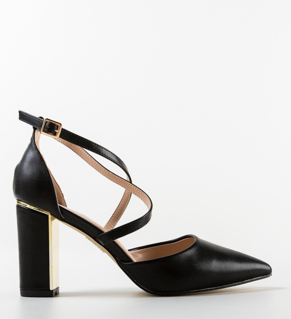 Pantofi Dama Lovell Negri cu Toc Eleganți - imagine 5