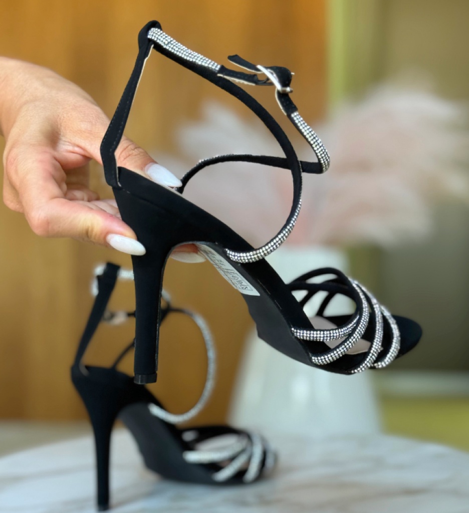 Sandale Evie Negre cu Toc Elegant - imagine 3