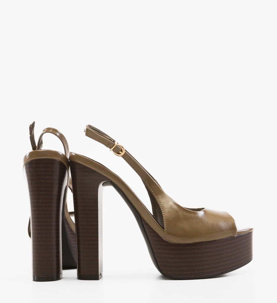 Sandale Dama Ubyntya Khaki Elegante - imagine 4