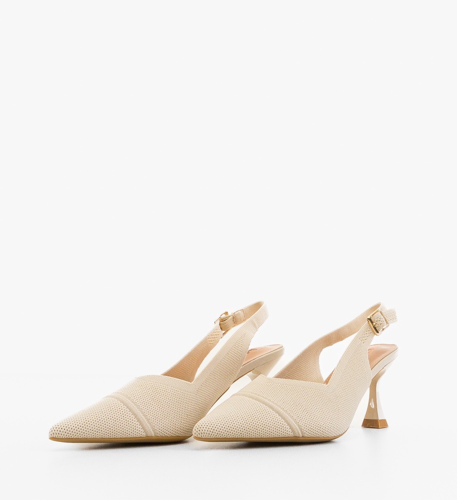 Pantofi Aadam Bej Eleganți cu Toc - imagine 5