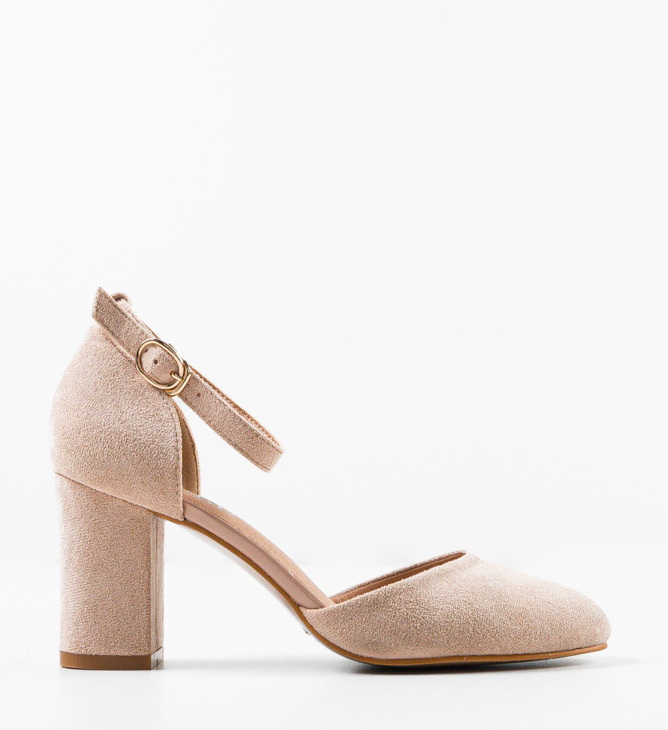 Pantofi Uneraya Bej cu toc elegant - imagine 5