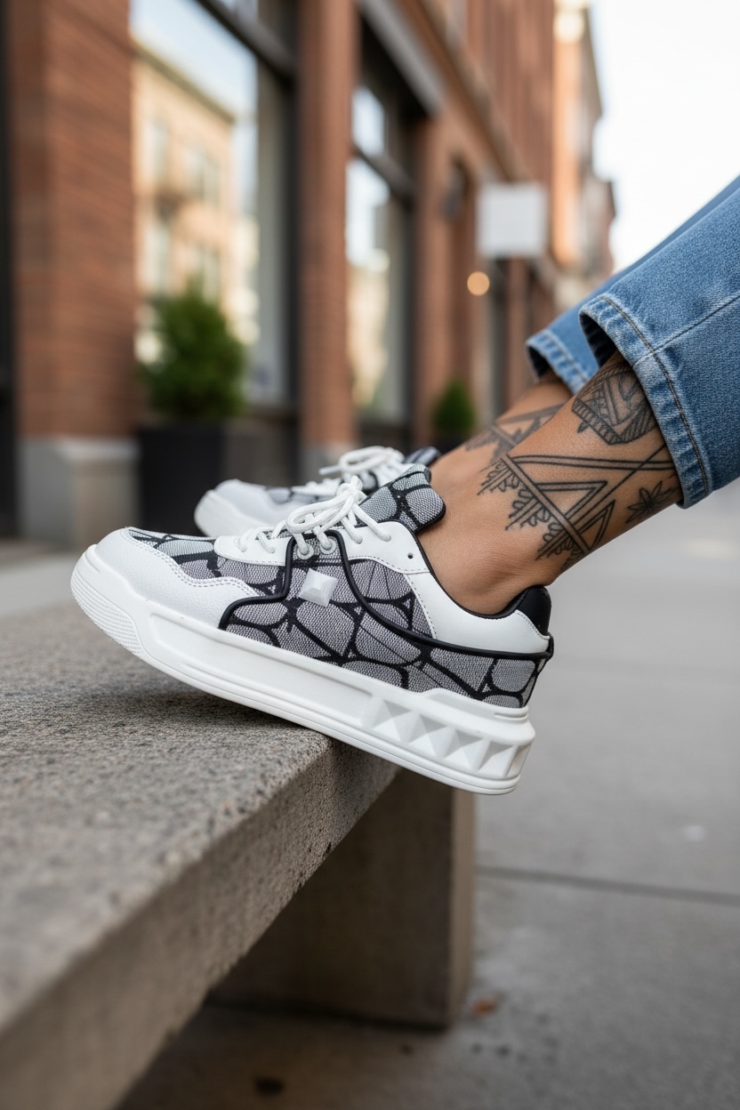 Adidasi dama casual  albi cu gri  VLT L77 N8-1
