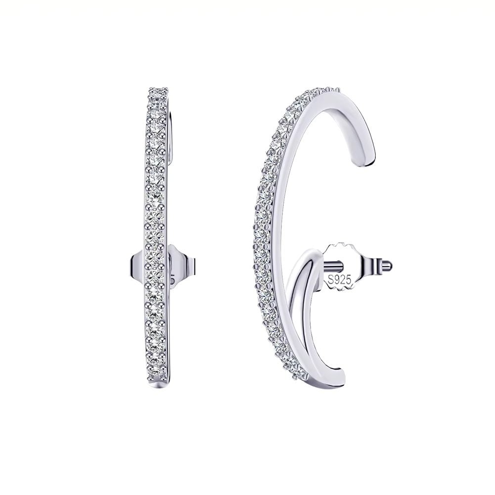 Cercei Argint Delis Semicerc | Eleganță Rodiuită