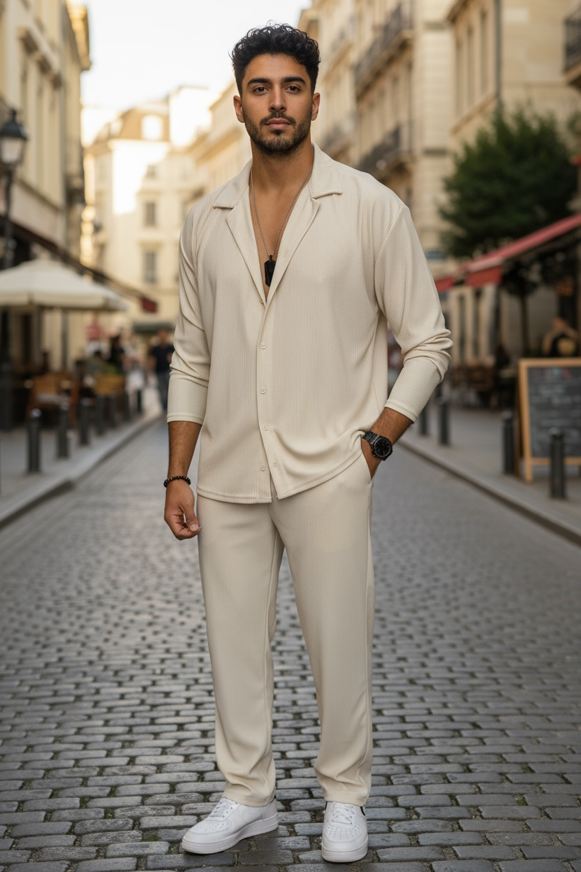 Trening Barbati Slim Fit Crem - Stil si Confort