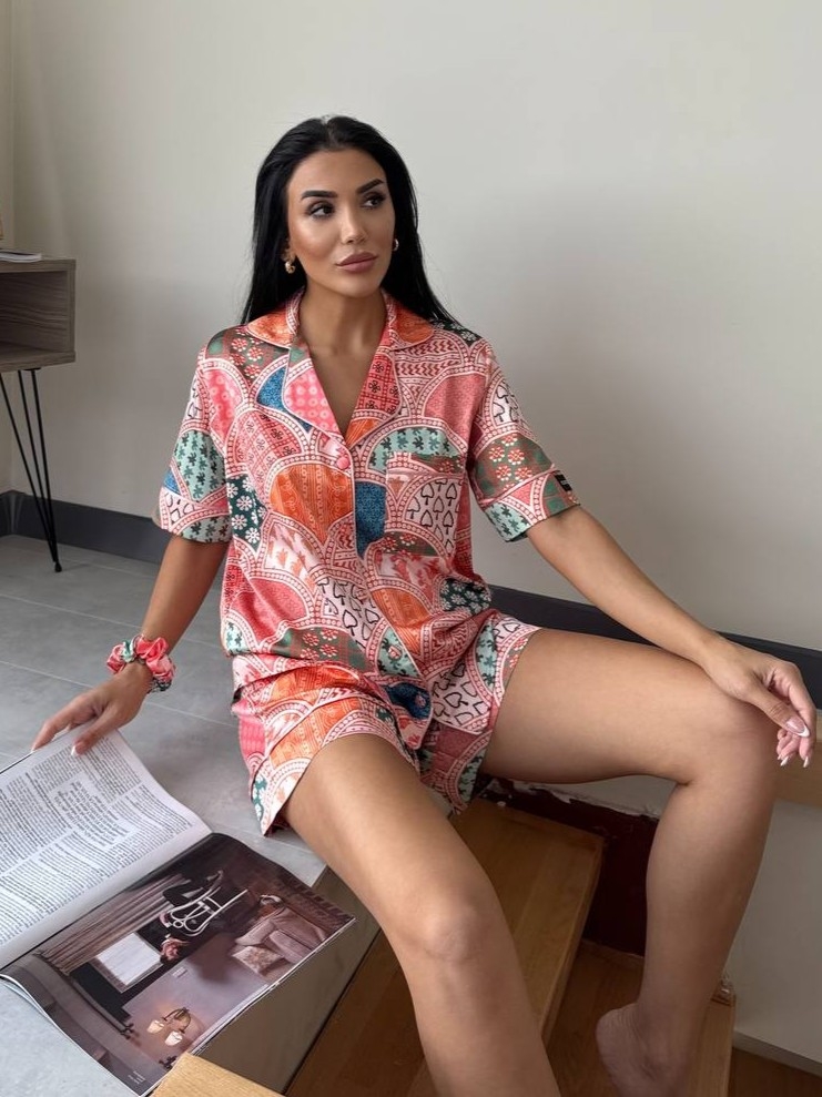 Set Pijama Dama Delis 2 Piese Satin Sidefat - imagine 2