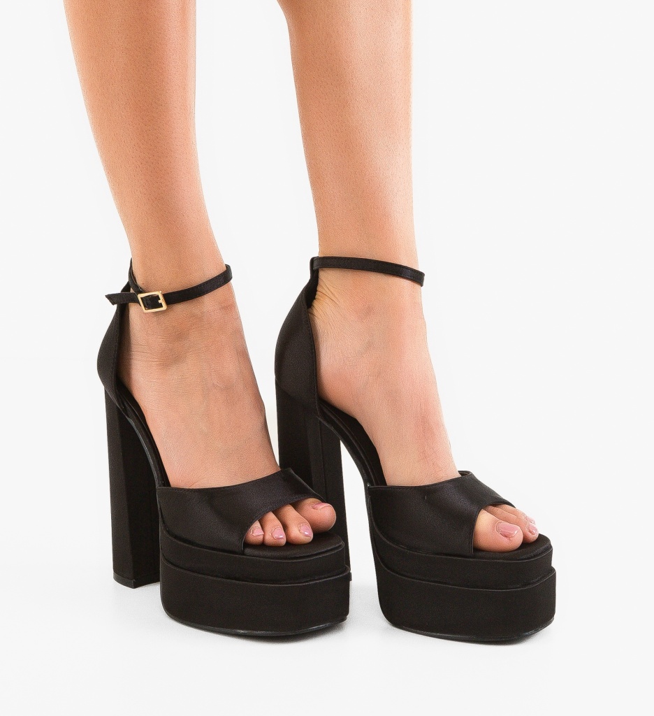 Sandale Haynes Negre cu Toc Elegant