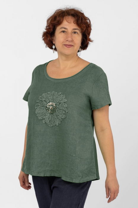 Bluza In Kaki cu Floare Shopika | Design Elegant