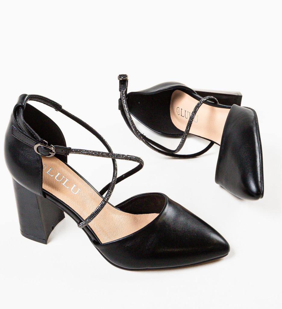 Pantofi Doitei Negri Eleganți cu Toc - imagine 6