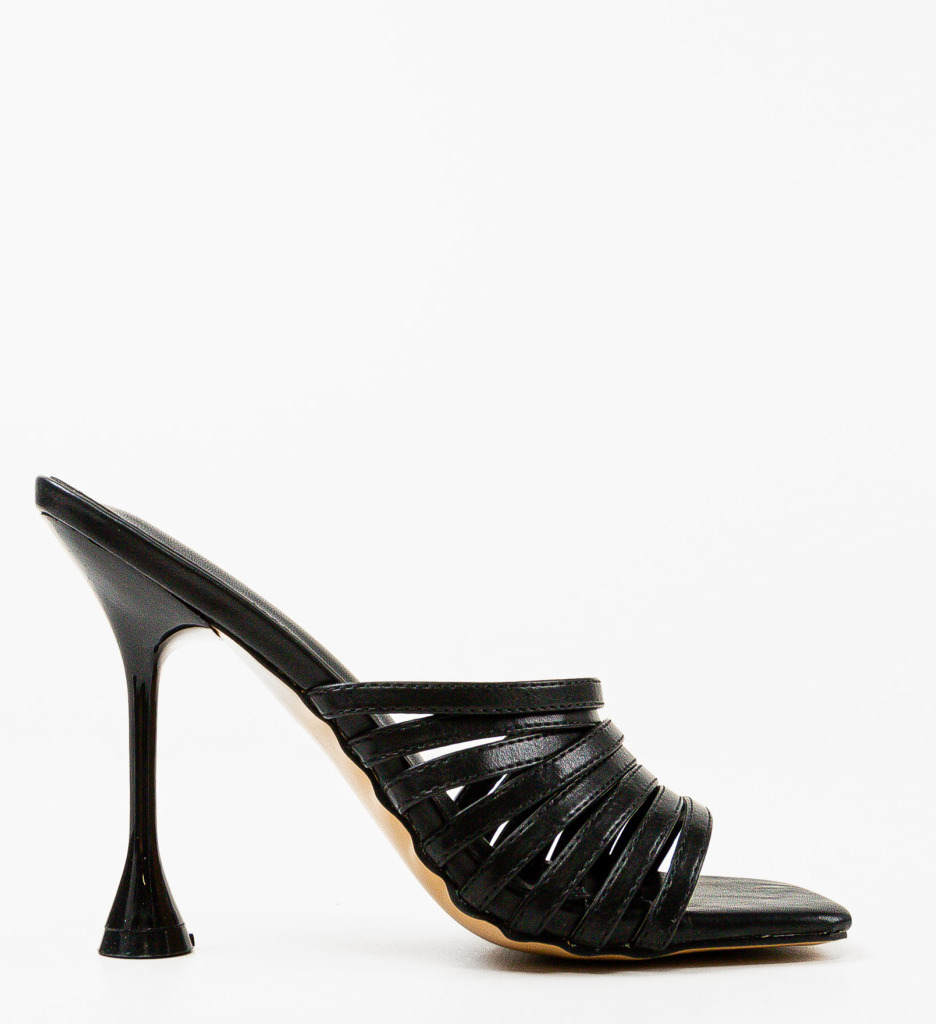 Sandale Ozolinsh Negre cu Toc Elegant - imagine 4