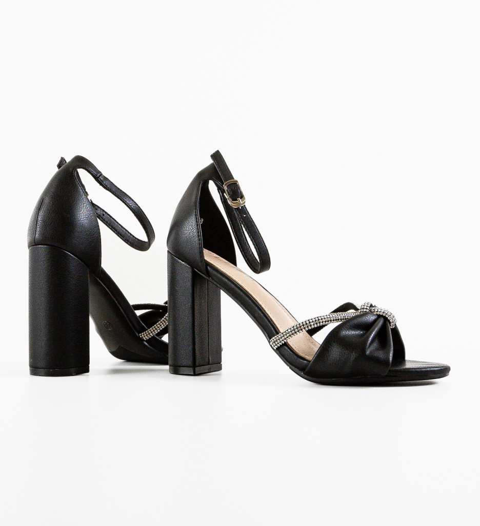 Sandale Epsilon Negre cu Toc Elegant