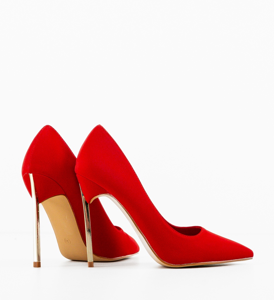 Pantofi Totto Rosii cu Toc Eleganti - imagine 5