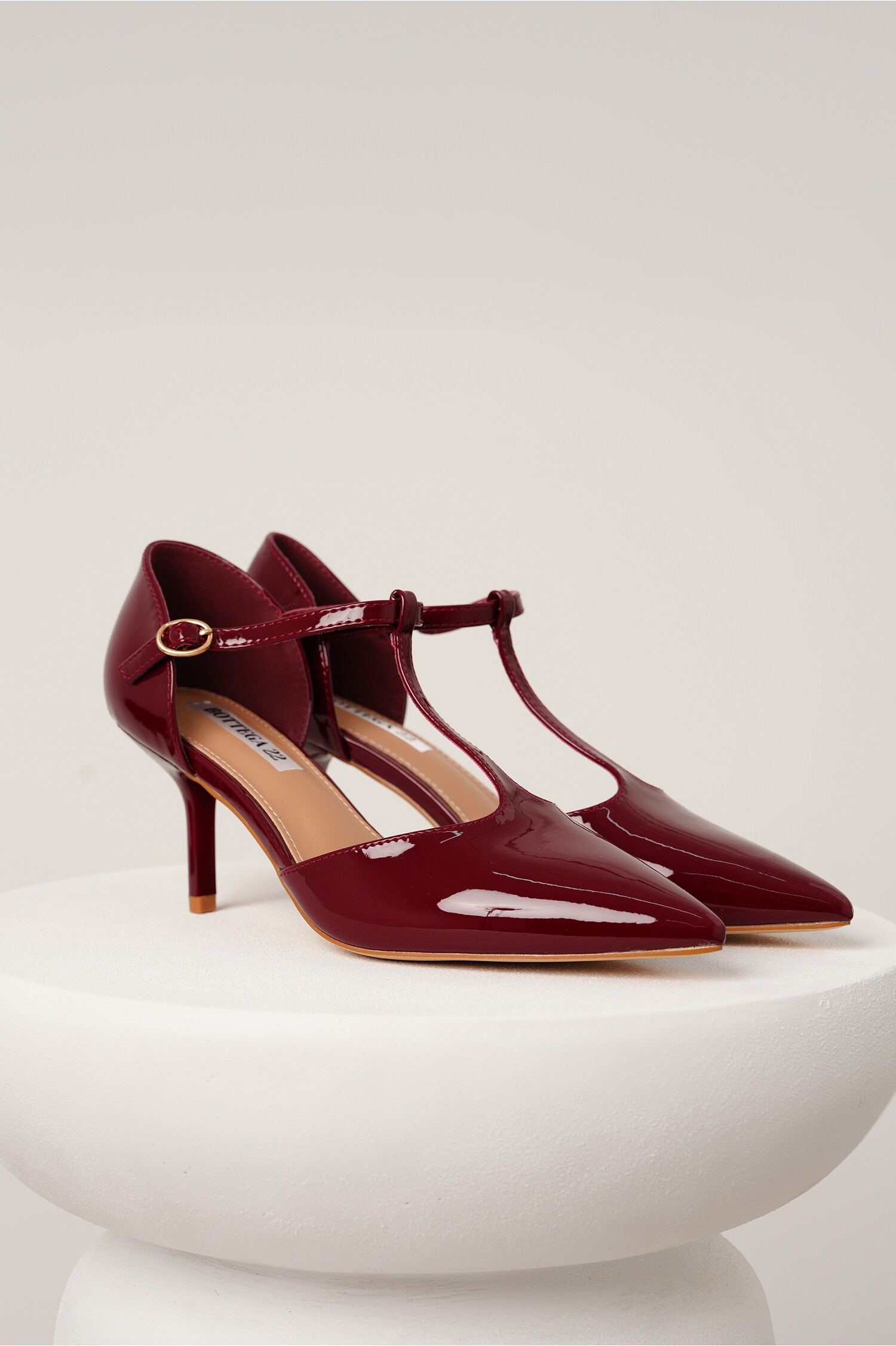 Pantofi Eleganti Bordo cu Bareta - Stil Refined