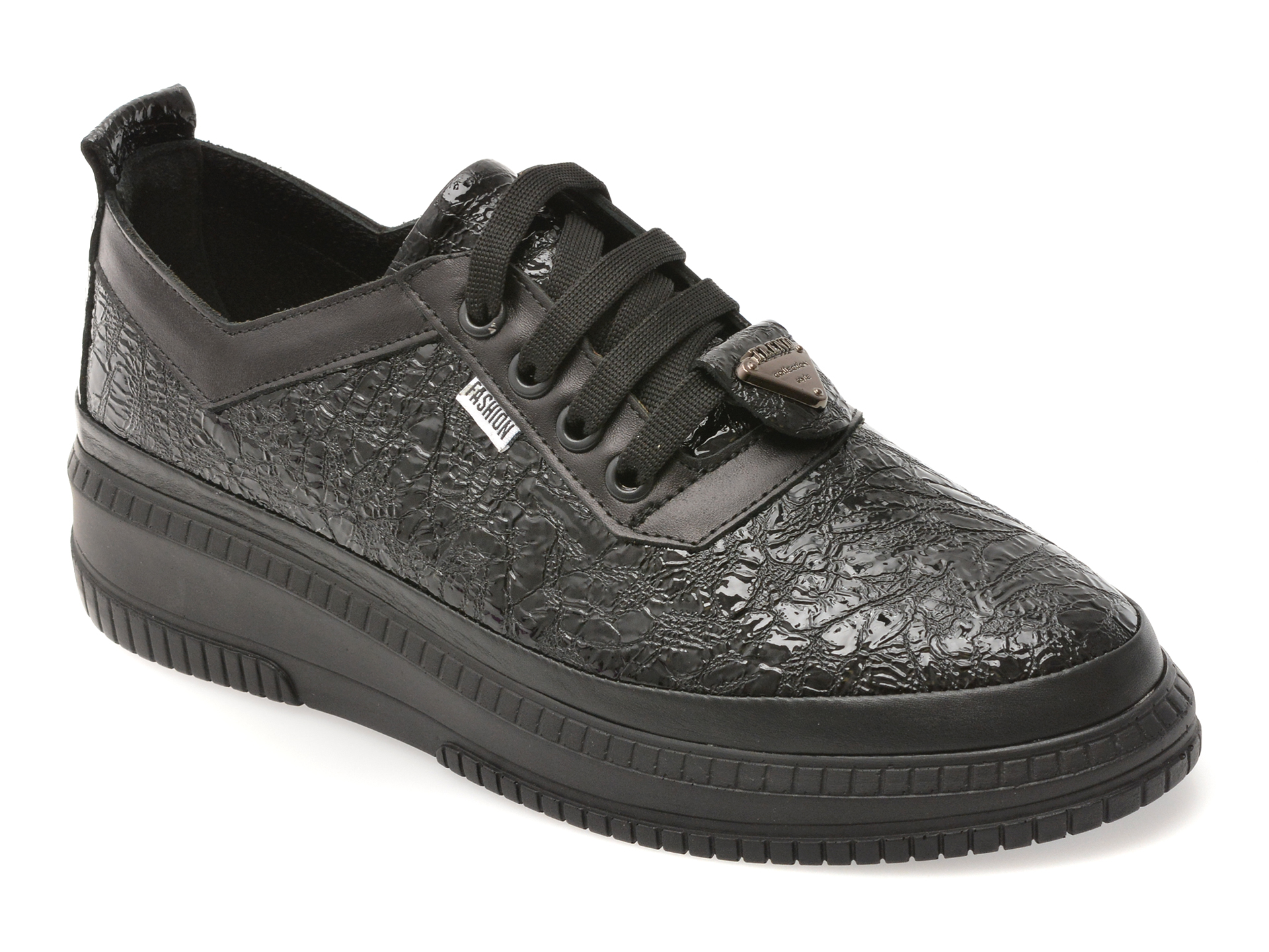 Pantofi GOLD DEER Negri Piele Lacuită Casual