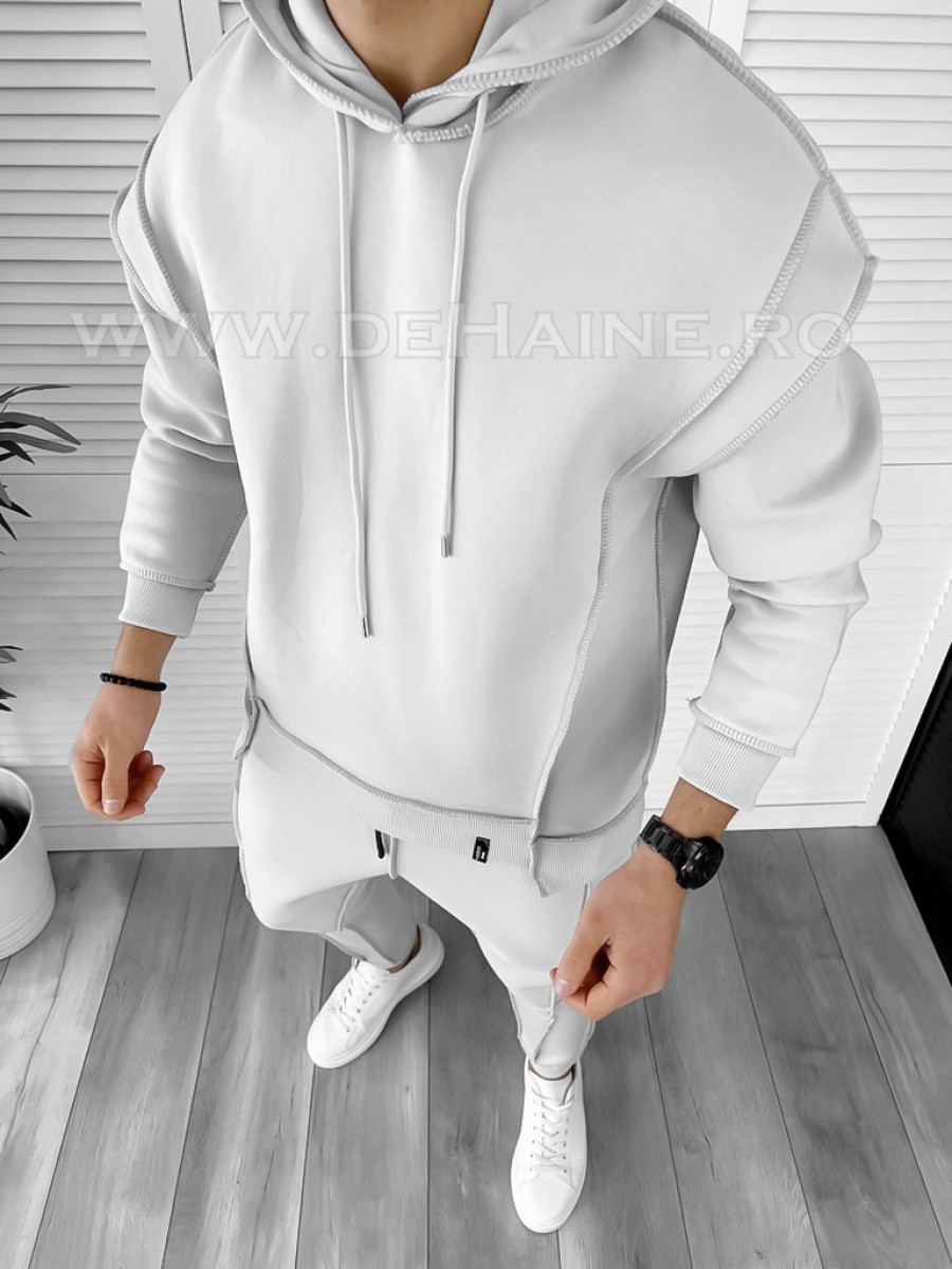 Pantaloni Trening Gri Conici din Bumbac