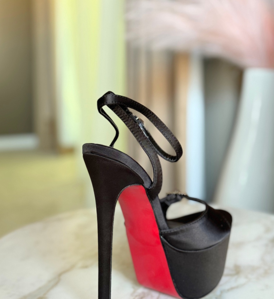 Sandale Glintor Negre cu Toc Elegante