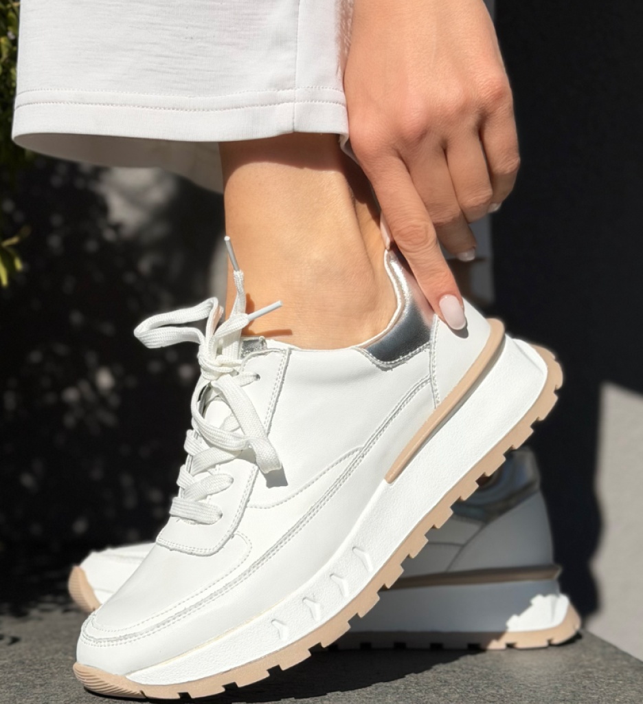Sneakers Dama Myrya Albi – Confort și Stil