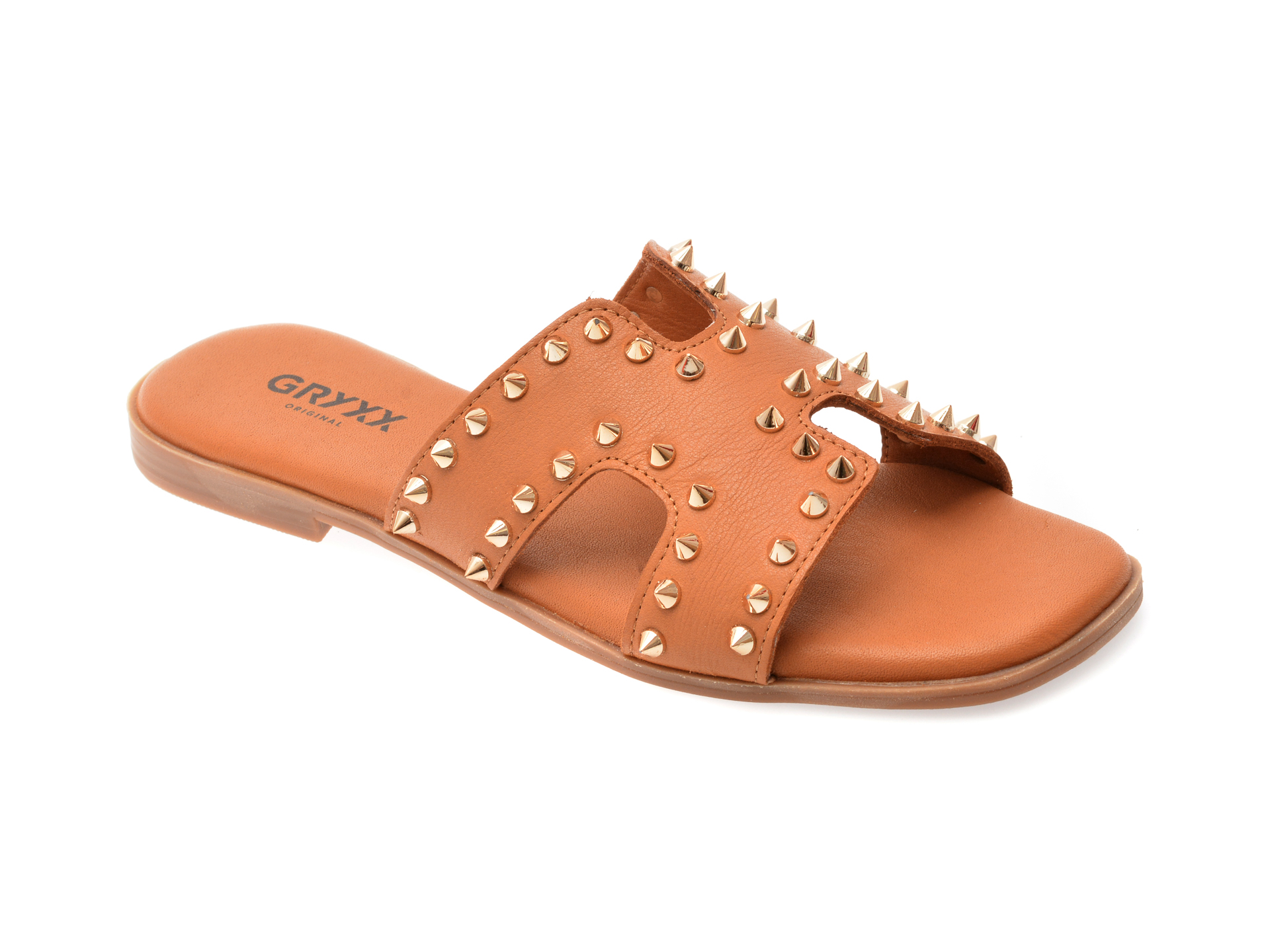 Papuci Gryxx din piele naturală maro - Confort